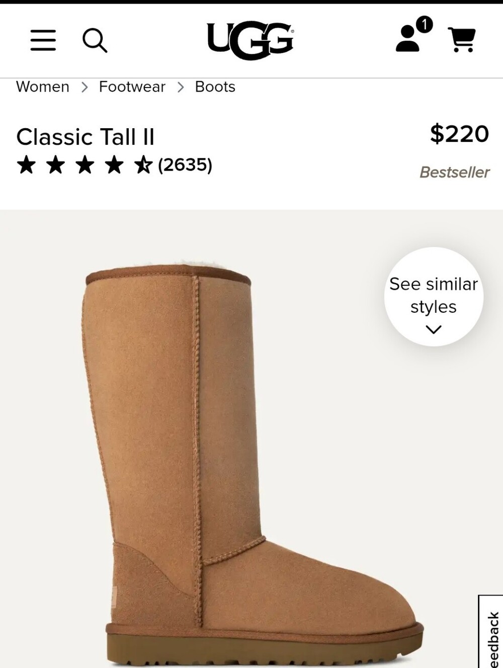 UGG Tall Chestnut Suede Boots, Sz 8, Like New - Picture 12 of 12